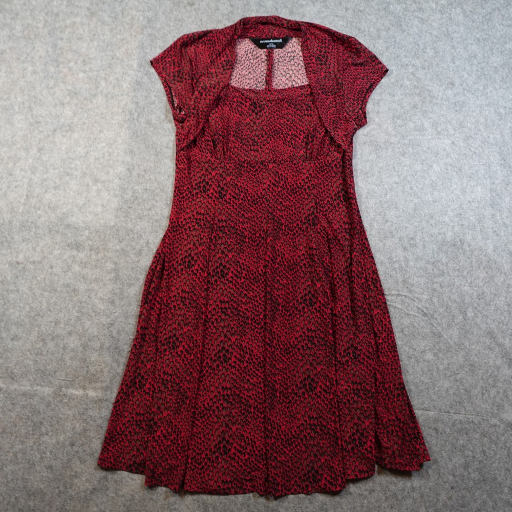 Norma Kamali Dress Womens Extra Large Snake Print Red Shrug Pinup Flare Jersey